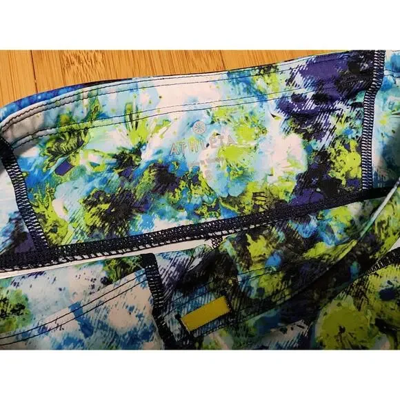 ATHLETA Women's S Sonar Tight Hypersonic Full Length Stretch Blue Green Gym Yoga - Picture 2 of 11